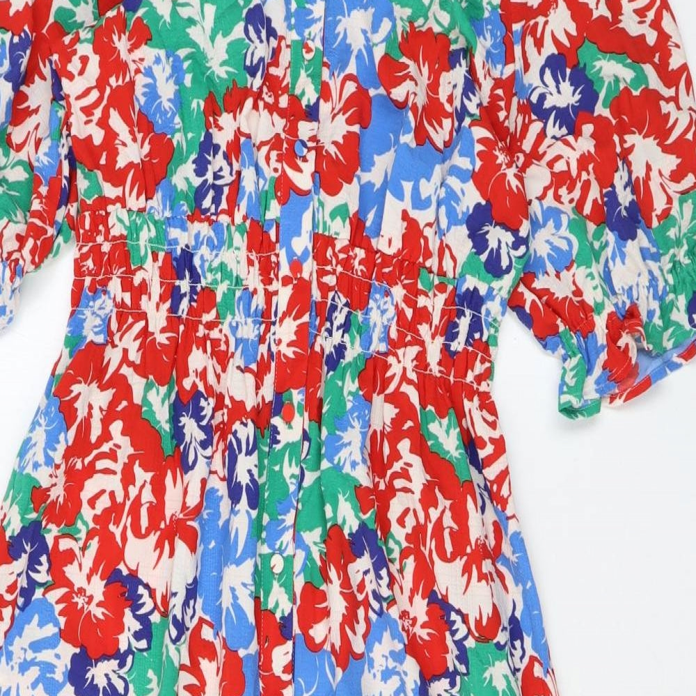 Marks and Spencer Womens Multicoloured Floral Polyester Maxi Size 10 V-Neck Pullover