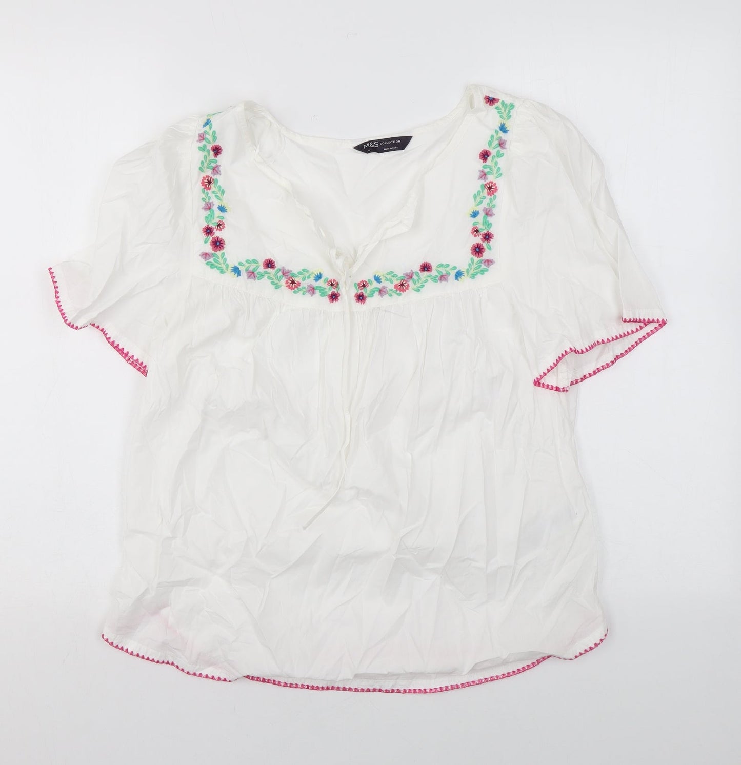 Womens UK Size 6 Marks and Spencer White Basic T-Shirt