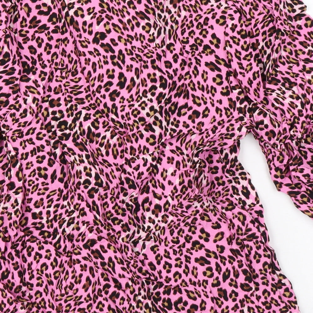 Womens UK Size 10 Marks and Spencer Pink Basic Button-Up