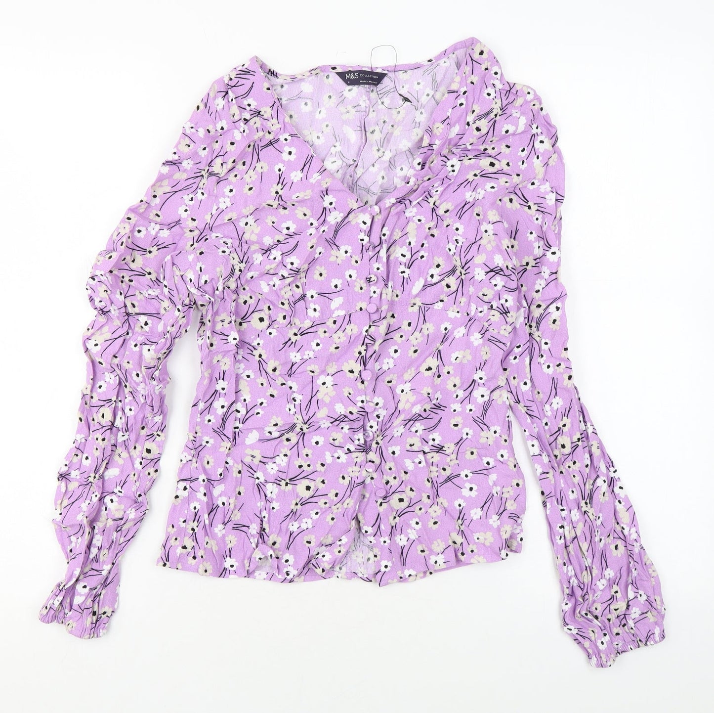 Womens UK Size 6 Marks and Spencer Purple Basic Button-Up