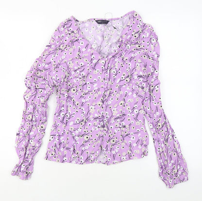 Womens UK Size 6 Marks and Spencer Purple Basic Button-Up