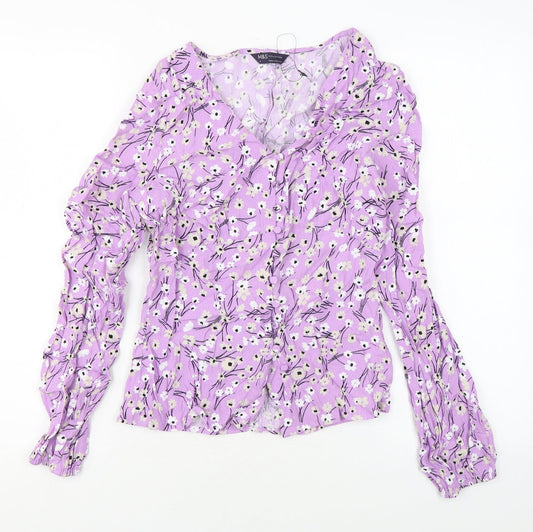 Womens UK Size 6 Marks and Spencer Purple Basic Button-Up