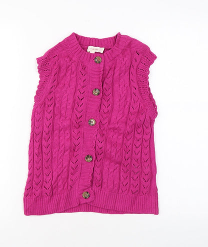 Womens UK Size 6 Per Una Pink Basic Button-Up