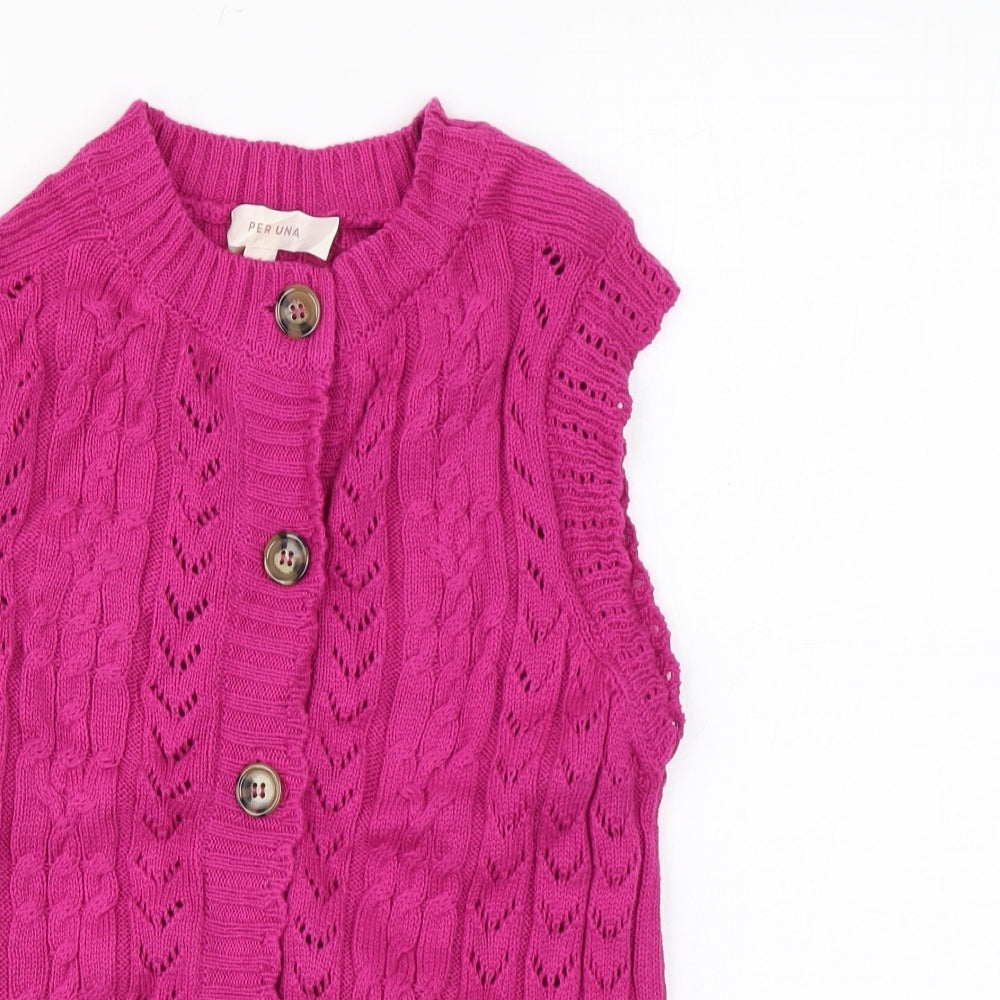Womens UK Size 6 Per Una Pink Basic Button-Up