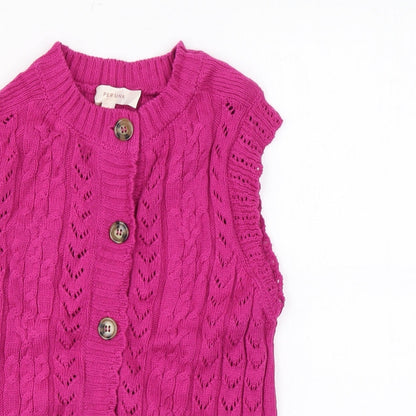 Womens UK Size 6 Per Una Pink Basic Button-Up