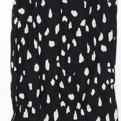 Marks and Spencer Womens Black Geometric Linen Tank Dress Size 6 Scoop Neck Pullover