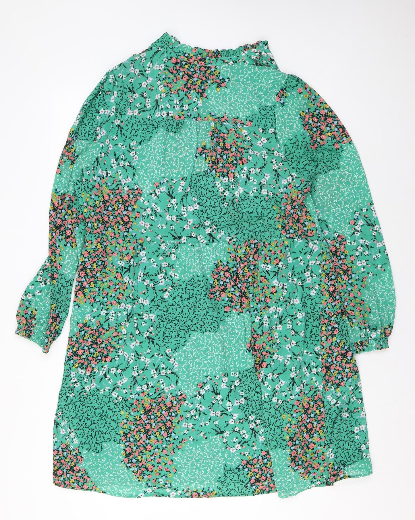 Marks and Spencer Womens Green Floral Polyester A-Line Size 16 V-Neck Pullover