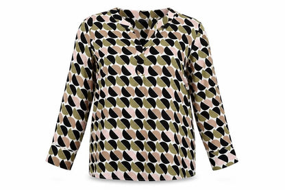 Marks and Spencer Womens Multicoloured Geometric Polyester A-Line Size 12 V-Neck Pullover