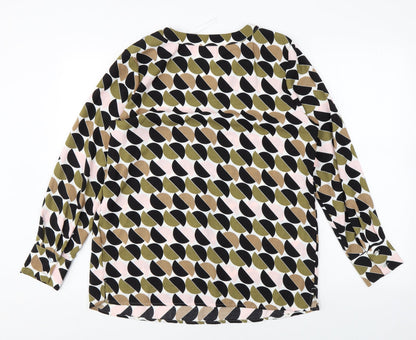 Marks and Spencer Womens Multicoloured Geometric Polyester A-Line Size 12 V-Neck Pullover
