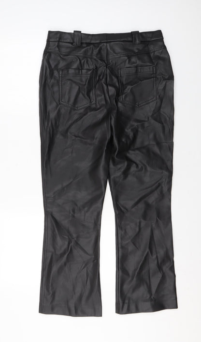 Marks and Spencer Womens Black Polyester Trousers Size 12 L25 in Regular Zip
