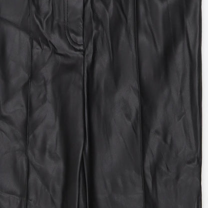 Marks and Spencer Womens Black Polyester Trousers Size 12 L25 in Regular Zip