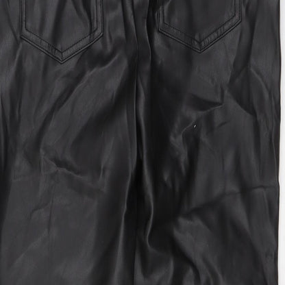 Marks and Spencer Womens Black Polyester Trousers Size 12 L25 in Regular Zip