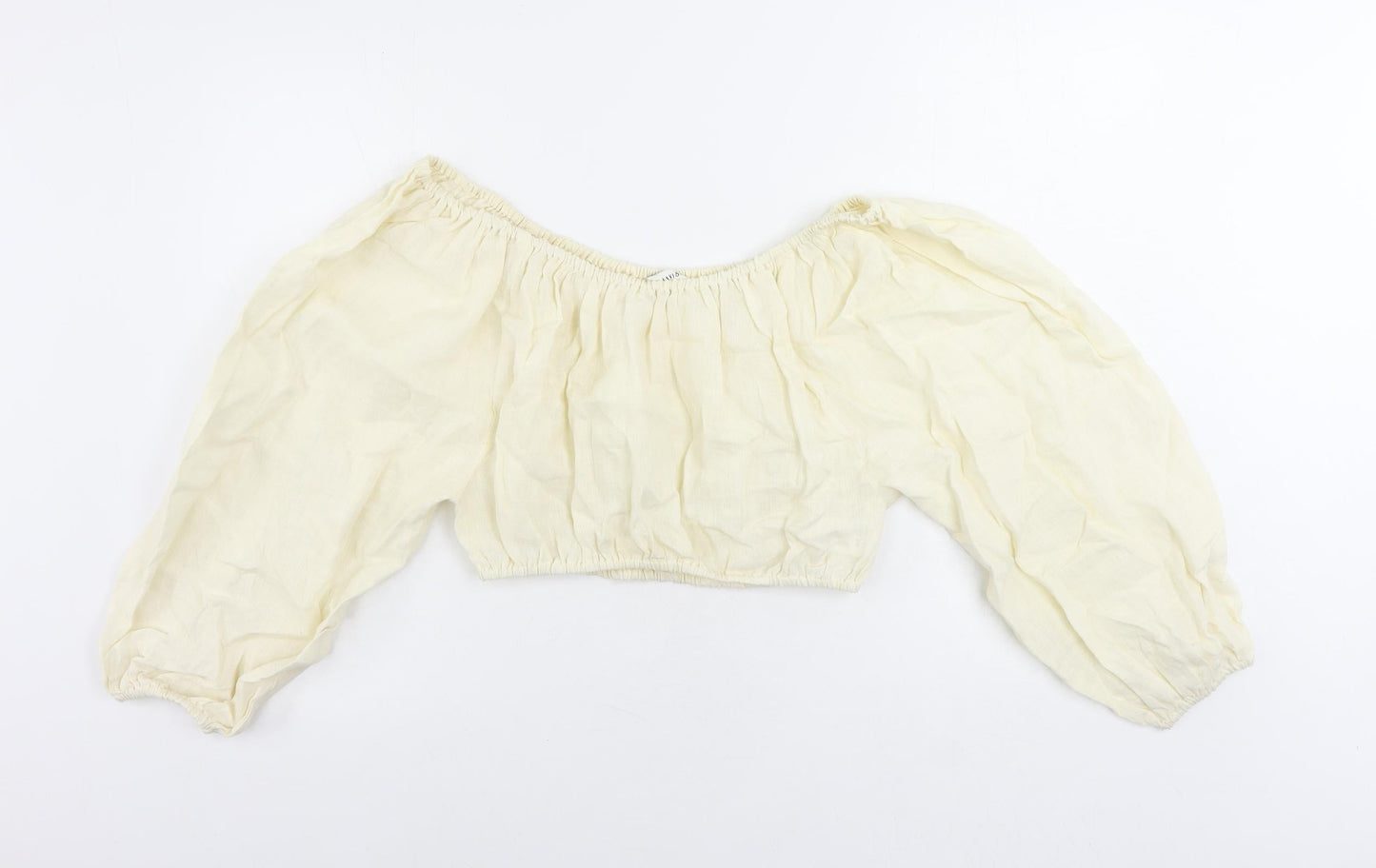 Pretty Lavish Womens Ivory Linen Cropped Blouse Size S Off the Shoulder