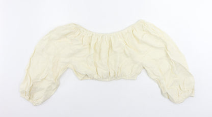 Pretty Lavish Womens Ivory Linen Cropped Blouse Size S Off the Shoulder