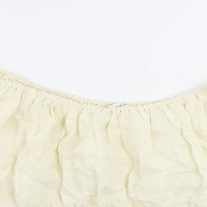 Pretty Lavish Womens Ivory Linen Cropped Blouse Size S Off the Shoulder