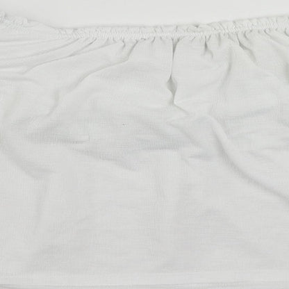 Bershka Womens White Polyester Cropped Blouse Size S Boat Neck