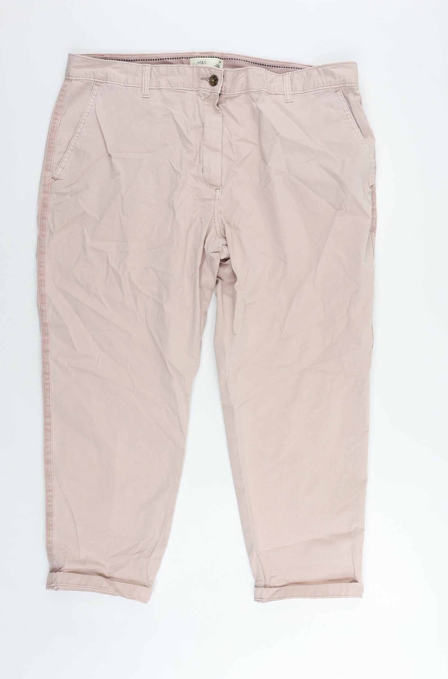 Womens UK Size 20 Marks and Spencer Regular Fit Chino Pink Trousers