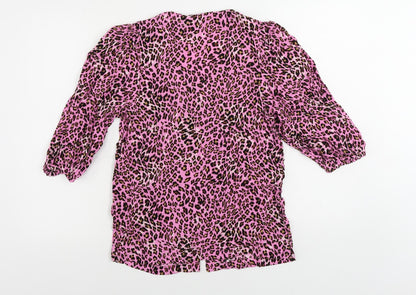 Womens UK Size 8 Marks and Spencer Pink Basic Button-Up