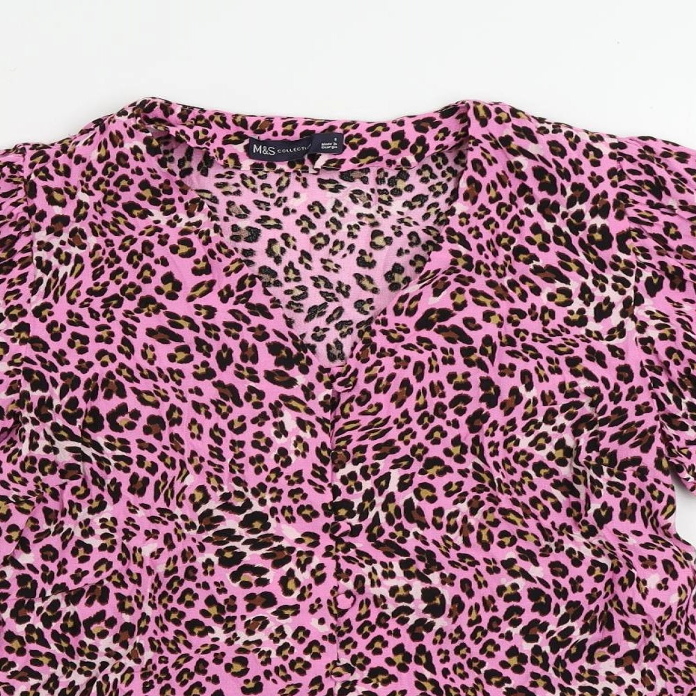 Womens UK Size 8 Marks and Spencer Pink Basic Button-Up