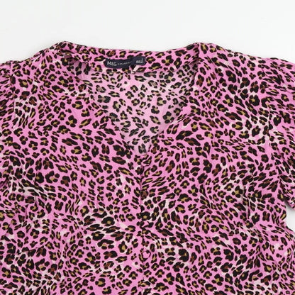Womens UK Size 8 Marks and Spencer Pink Basic Button-Up