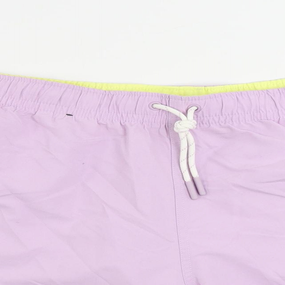Marks and Spencer Mens Purple Polyester Bermuda Shorts Size 2XL L6 in Regular Drawstring - Swim Shorts