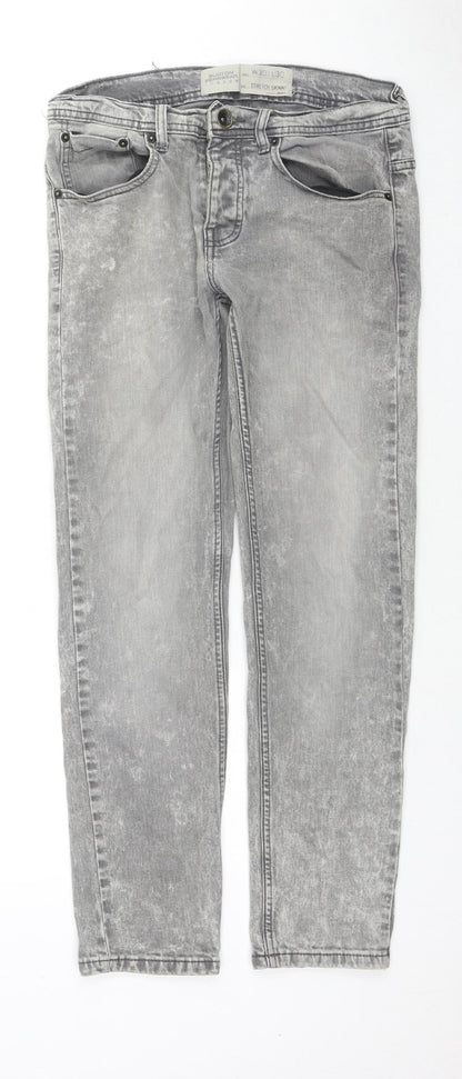 Burton Mens Grey Cotton Skinny Jeans Size 30 in L30 in Regular Zip