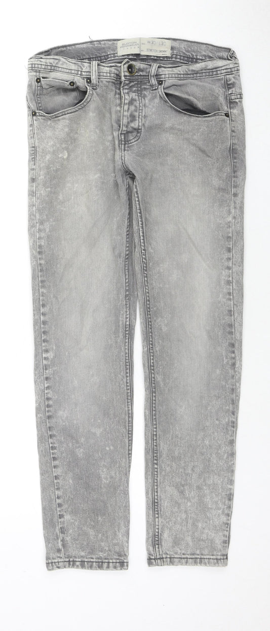 Burton Mens Grey Cotton Skinny Jeans Size 30 in L30 in Regular Zip