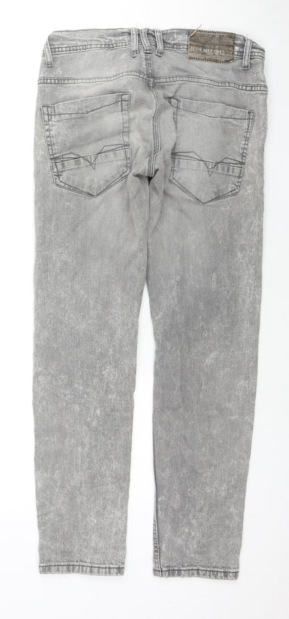 Burton Mens Grey Cotton Skinny Jeans Size 30 in L30 in Regular Zip