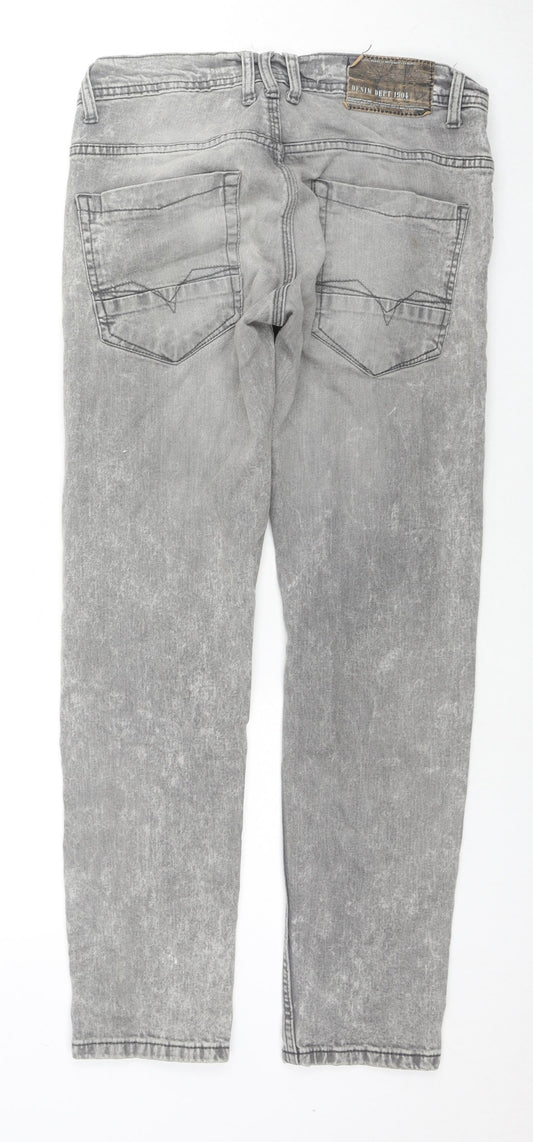 Burton Mens Grey Cotton Skinny Jeans Size 30 in L30 in Regular Zip