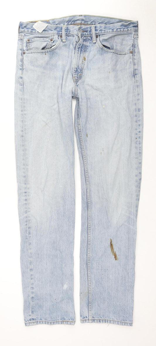 Levi's Mens Blue Cotton Straight Jeans Size 34 in L34 in Regular Zip