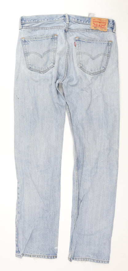 Levi's Mens Blue Cotton Straight Jeans Size 34 in L34 in Regular Zip