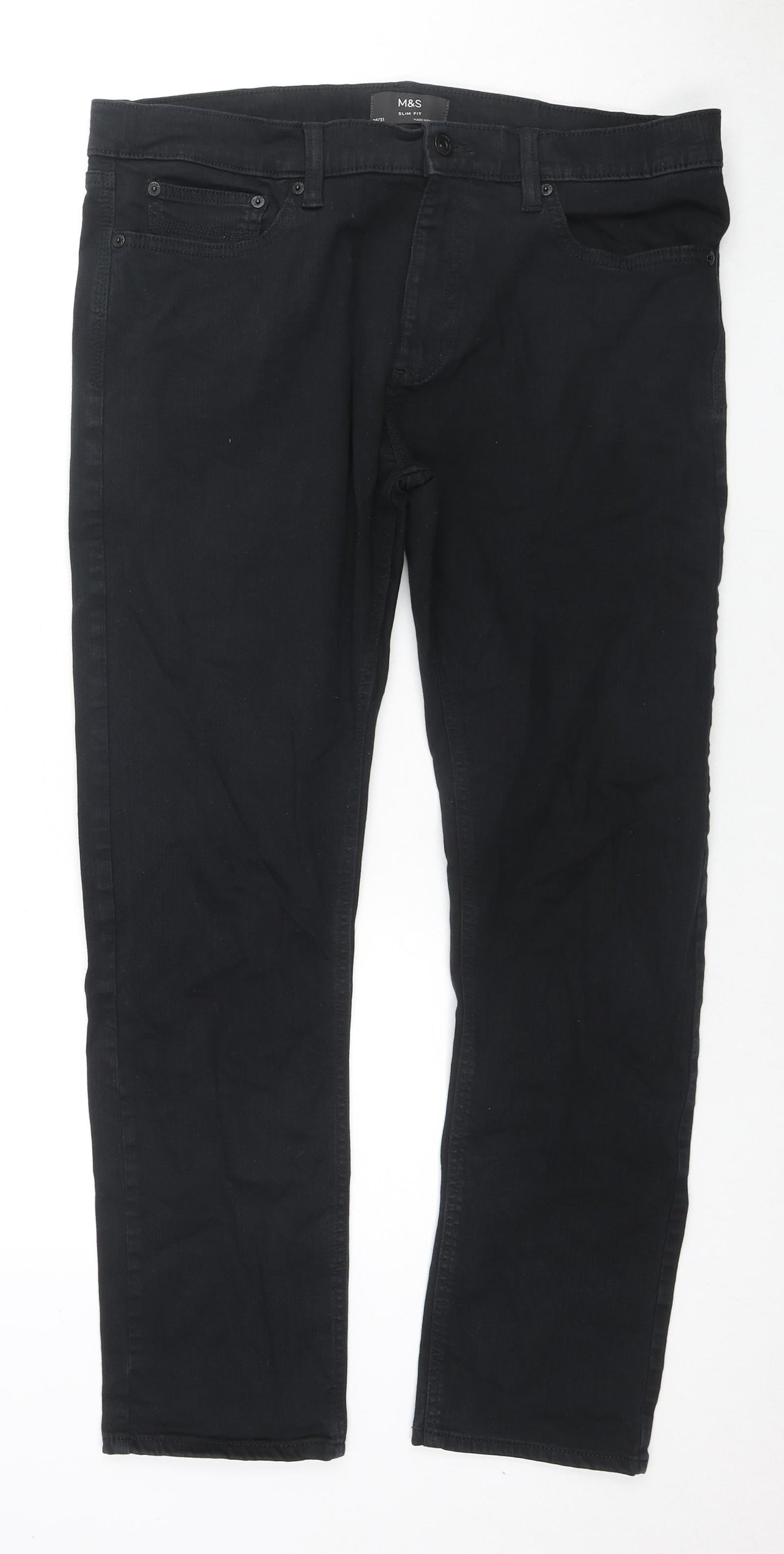 Womens UK Size 36 in Marks and Spencer Regular Fit Straight Black Jeans