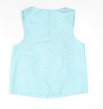Charnos Womens Blue Polyester Basic Button-Up Size 12 Scoop Neck