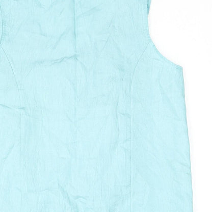 Charnos Womens Blue Polyester Basic Button-Up Size 12 Scoop Neck