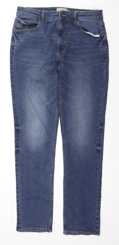NEXT Womens Blue Cotton Straight Jeans Size 30 L32 in Regular Zip