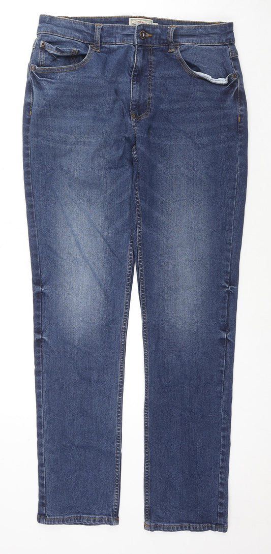 NEXT Womens Blue Cotton Straight Jeans Size 30 L32 in Regular Zip