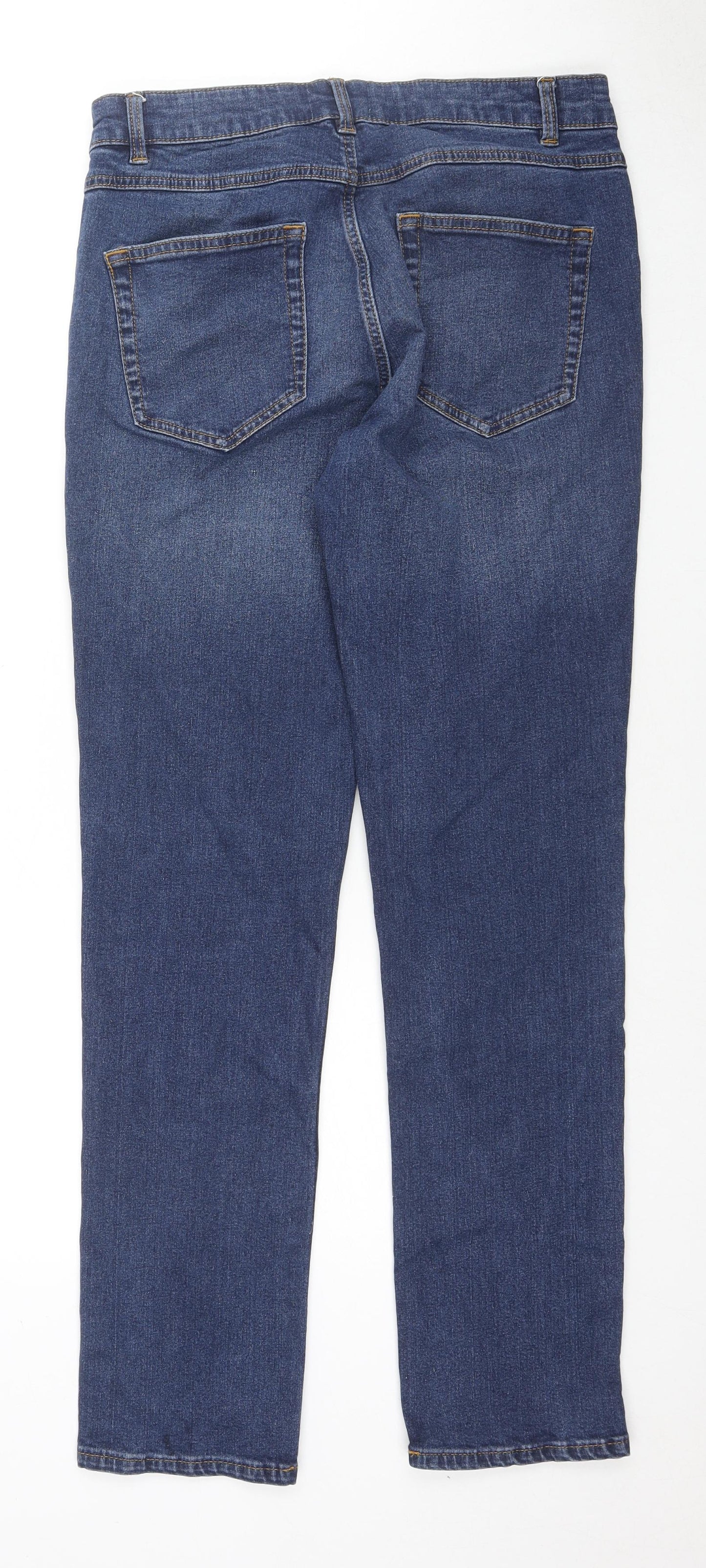 NEXT Womens Blue Cotton Straight Jeans Size 30 L32 in Regular Zip