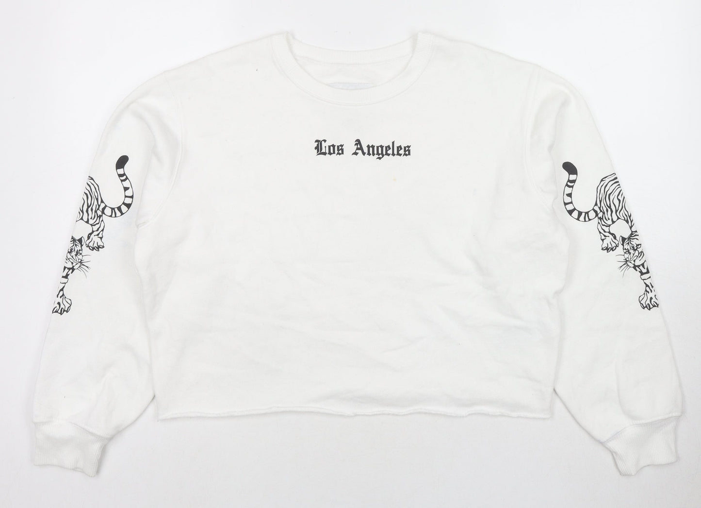 Hollister Womens White Cotton Pullover Sweatshirt Size M Pullover - Los Angeles Tigers