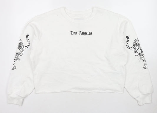 Hollister Womens White Cotton Pullover Sweatshirt Size M Pullover - Los Angeles Tigers