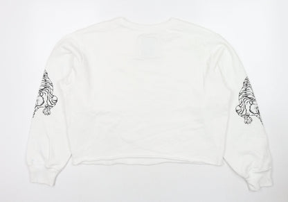 Hollister Womens White Cotton Pullover Sweatshirt Size M Pullover - Los Angeles Tigers