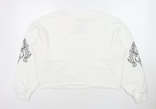 Hollister Womens White Cotton Pullover Sweatshirt Size M Pullover - Los Angeles Tigers