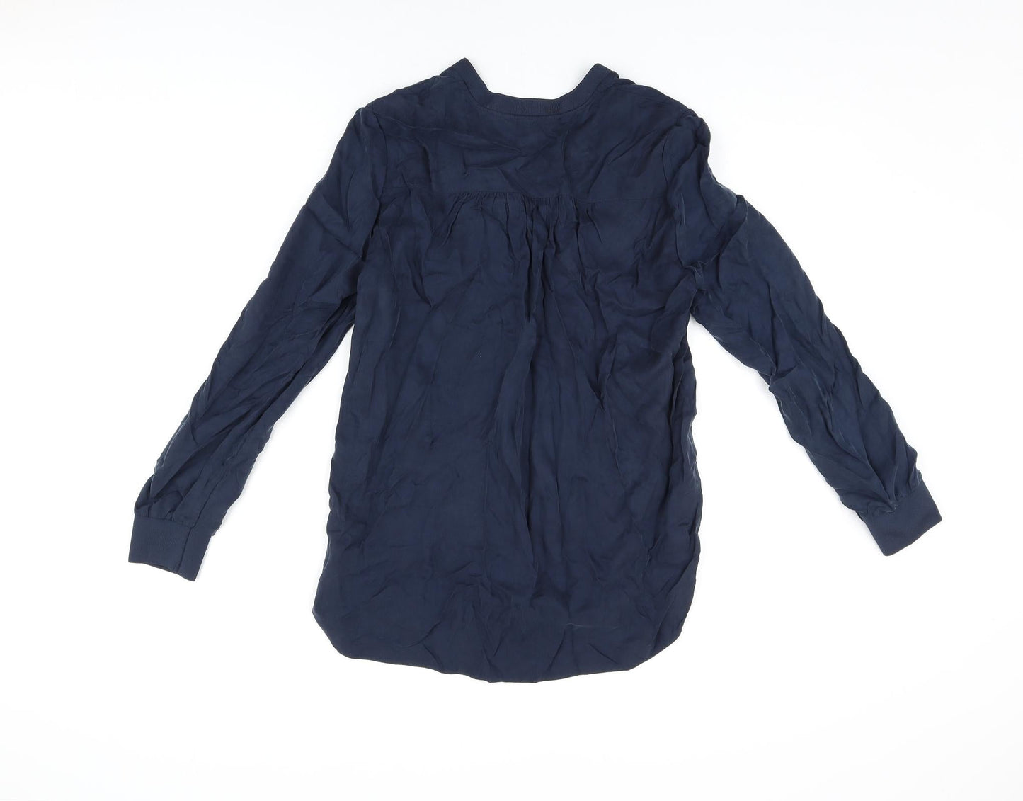 Autograph Womens Blue Cupro Basic Button-Up Size 6 V-Neck