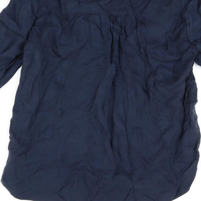 Autograph Womens Blue Cupro Basic Button-Up Size 6 V-Neck