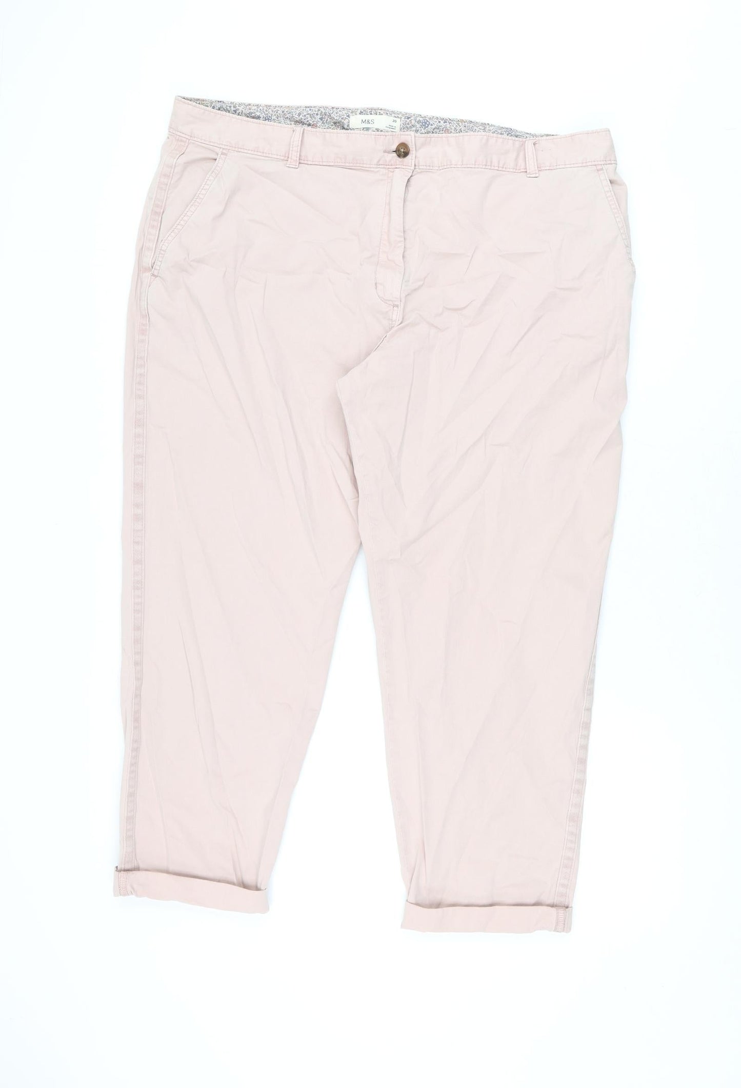 Womens UK Size 20 Marks and Spencer Regular Fit Chino Pink Trousers