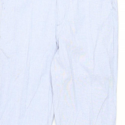 Marks and Spencer Mens Blue Cotton Trousers Size 30 in L33 in Regular Zip