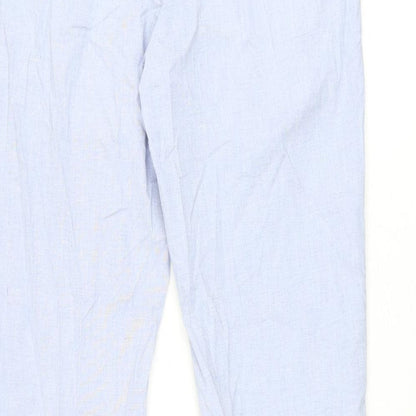 Marks and Spencer Mens Blue Cotton Trousers Size 30 in L33 in Regular Zip