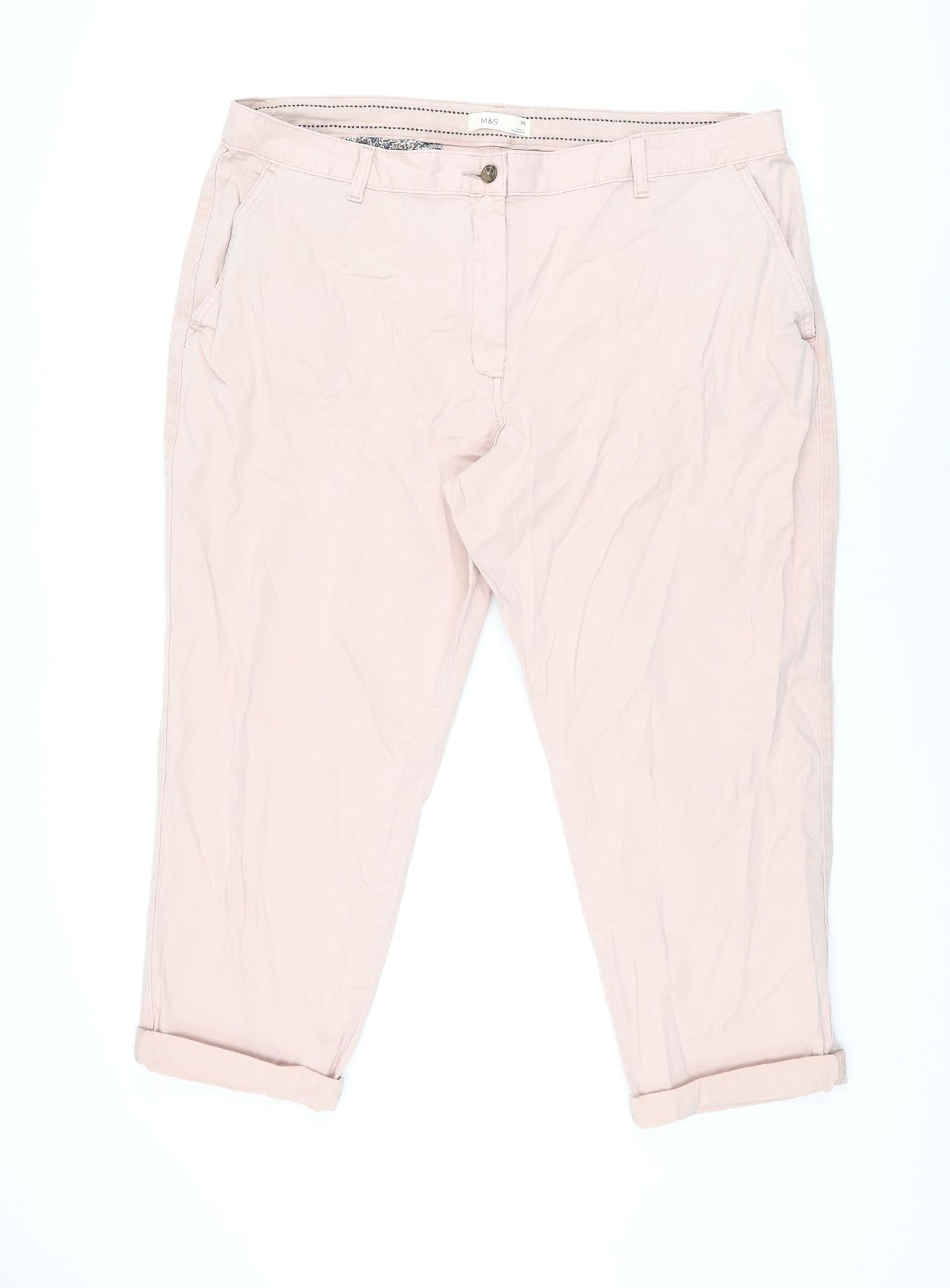 Womens UK Size 20 Marks and Spencer Regular Fit Chino Pink Trousers
