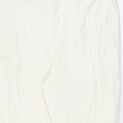 Marks and Spencer Womens Ivory Cotton Chino Trousers Size 22 L26.5 in Regular Zip