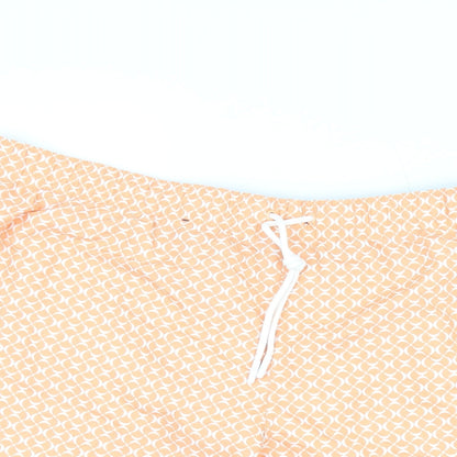 Marks and Spencer Mens Orange Geometric Polyester Bermuda Shorts Size 3XL Regular Drawstring - Swim Shorts