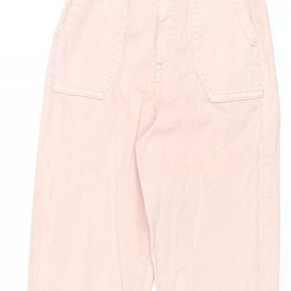 Marks and Spencer Womens Pink Cotton Trousers Size 6 L29.5 in Regular Zip